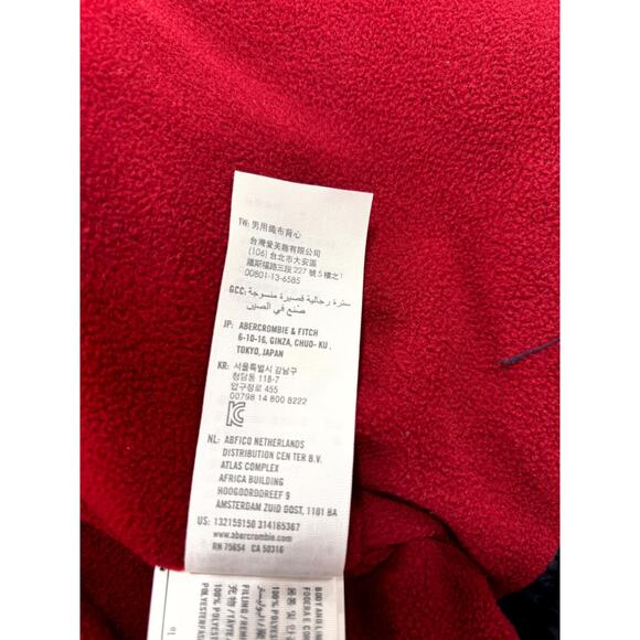 Vintage Y2K Abercrombie & Fitch Puffer Vest S Navy Soft Fleece Lined Mock Neck - Picture 8 of 9